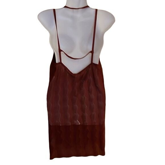Free People button front top dress strappy‎ new S wavy knit pattern rust color - Picture 8 of 9